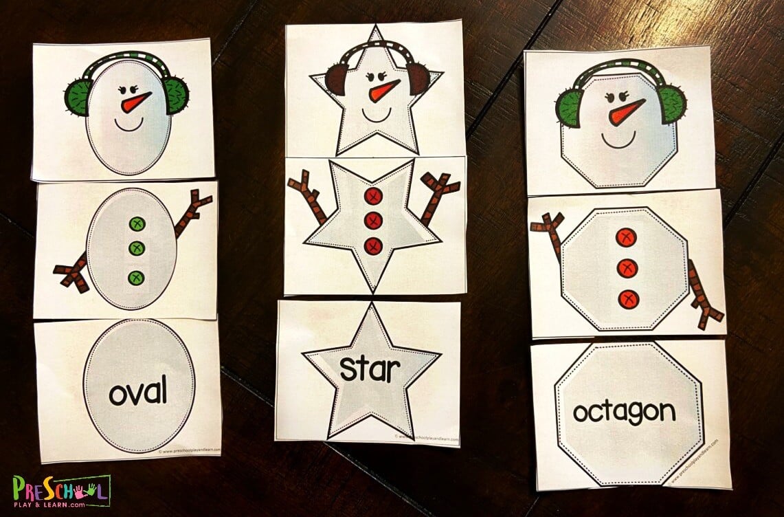 ⛄ free snowman shapes puzzle printable math activity for kids